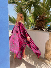 Load image into Gallery viewer, 100% SILK LEOPARD FUSHIA KAFTAN
