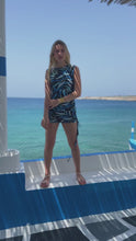 Load and play video in Gallery viewer, TROPICAL MINI DRESS BLUE
